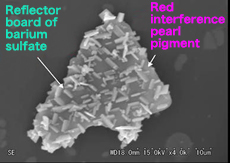 Reflector board of barium sulfate Red interference pearl pigment