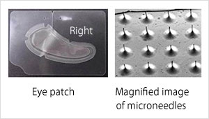 Eye patch Magnified image of microneedles
