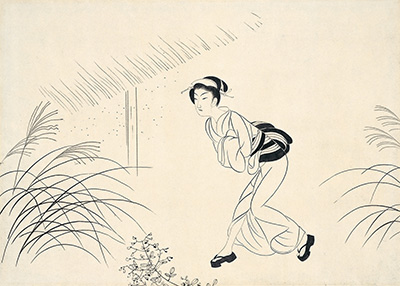 ➃小村雪岱 「おせん 庭先」 1937年