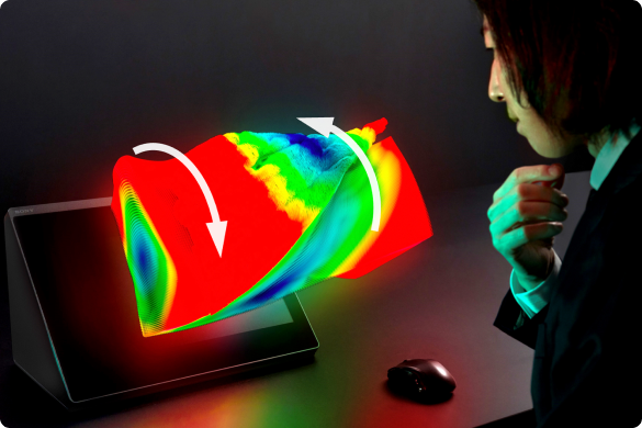 3D digital skin image reconstructing dynamic movement. Colors indicate the forces generated as the skin changes shape.