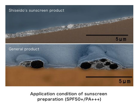 Application condition of sunscreen preparation (SPF50+/PA+++)