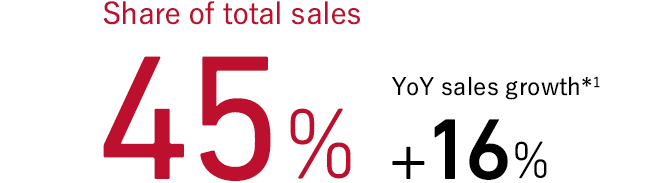 Share of total sales 45% YoY sales growth*1 +16%