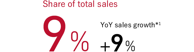 Share of total sales 9% YoY sales growth*1 +9%