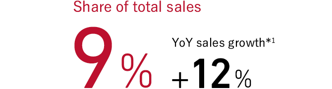 Share of total sales 9% YoY sales growth*1 +12%