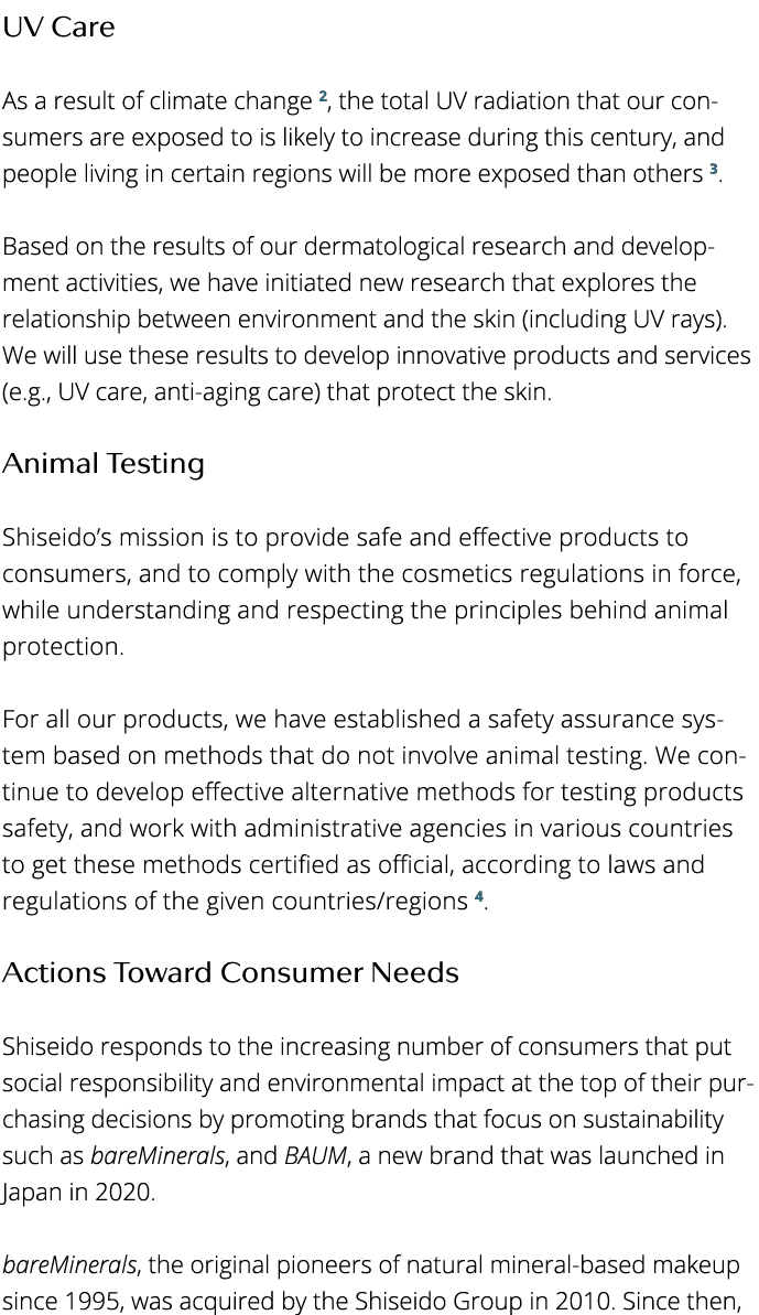 UV Care  As a result of climate change 2, the total UV radiation that our consumers are exposed to is likely to incre   
