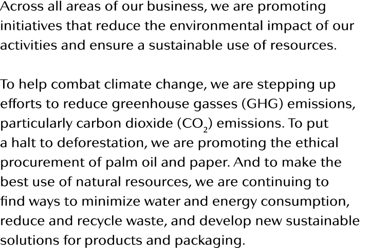 Across all areas of our business, we are promoting initiatives that reduce the environmental impact of our activities   