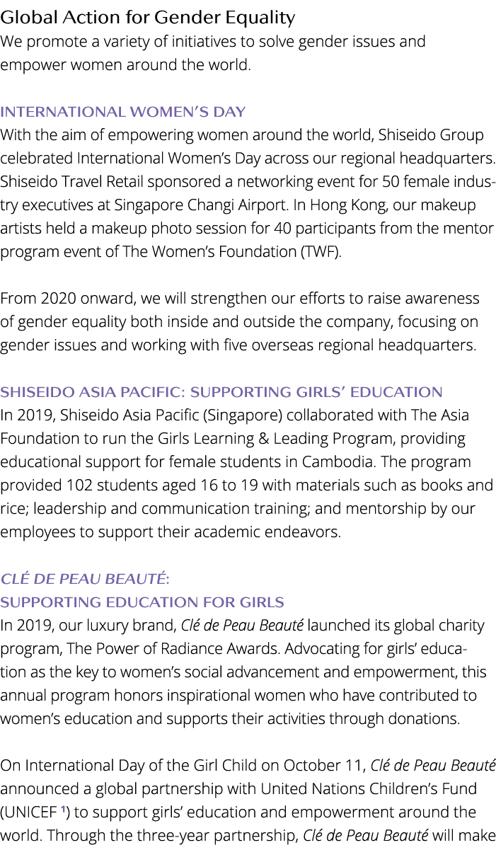 Global Action for Gender Equality We promote a variety of initiatives to solve gender issues and empower women around   