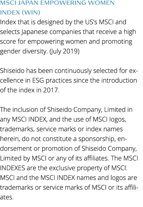 MSCI Japan Empowering Women Index (WIN) Index that is designed by the US s MSCI and selects Japanese companies that r   