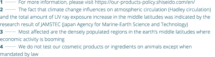 1   For more information, please visit https:  our-products-policy shiseido com en  2   The fact that climate change    
