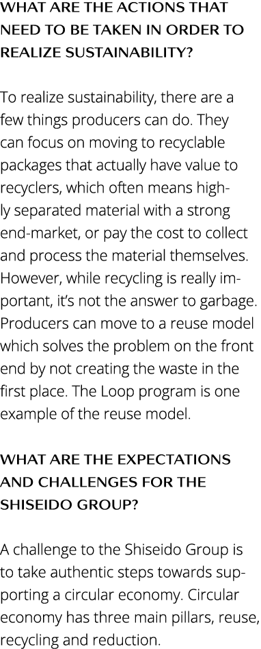 What are the actions that need to be taken in order TO REALIZE sustainability   To realize sustainability, there are    