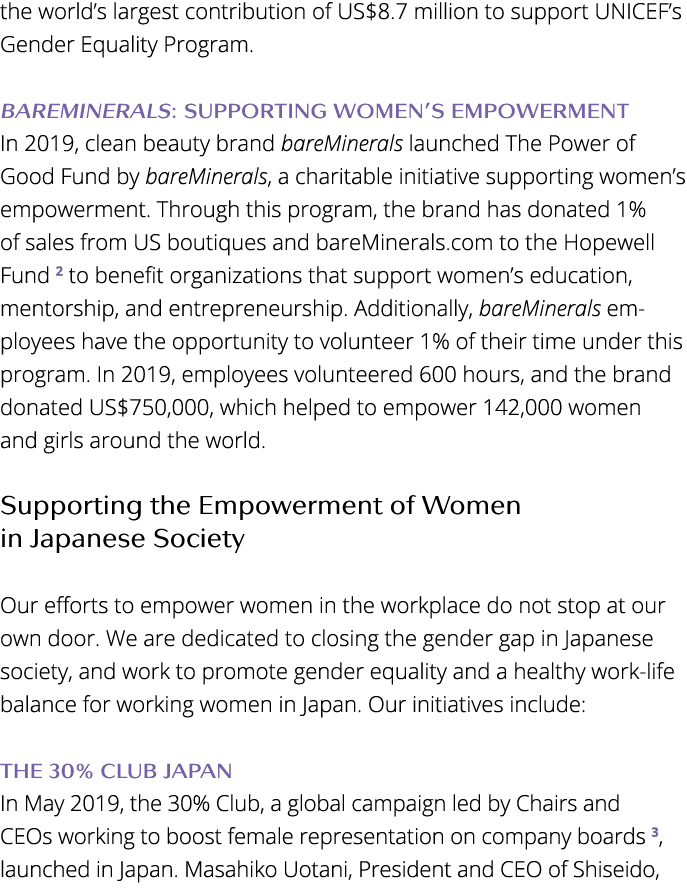 the world s largest contribution of US 8 7 million to support UNICEF s Gender Equality Program   bareMinerals: Suppor   