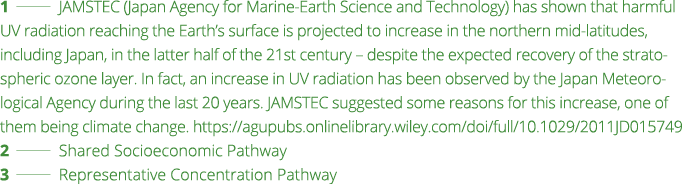 1   JAMSTEC (Japan Agency for Marine-Earth Science and Technology) has shown that harmful UV radiation reaching the E   